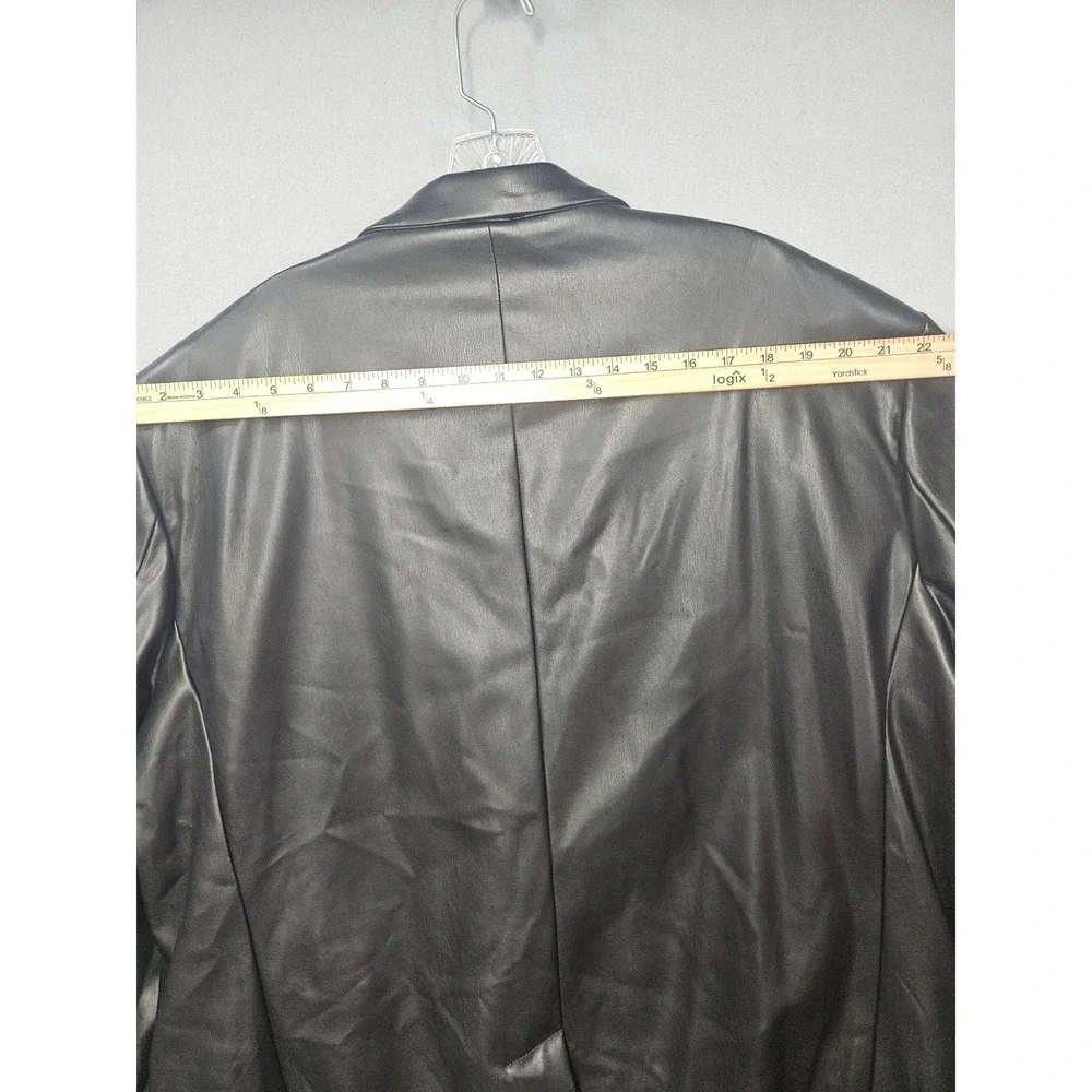 J. Ferrar Mens Black Faux Leather Slim Fit Blazer Jacket XXL 552-0786 0109